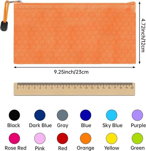 EOOUT 24pcs Pencil Pouch Bulk, Bill Size Zipper Pouches Pencil Case, Waterproof Pencil Bags for Office Supplies, Kids, Travel Accessories Stationery 12 Colors in Kuwait