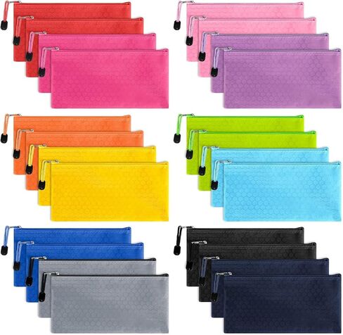 EOOUT 24pcs Pencil Pouch Bulk, Bill Size Zipper Pouches Pencil Case, Waterproof Pencil Bags for Office Supplies, Kids, Travel Accessories Stationery 12 Colors in Kuwait