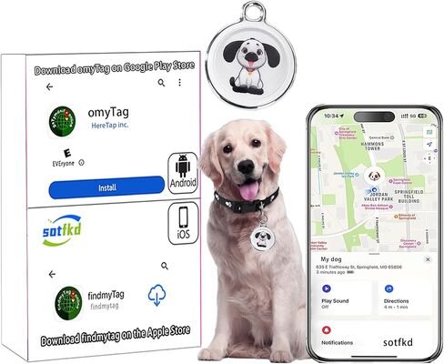 Dog Tracker-Airtag Dog Collar-Android Airtag-Pet Tracker | Android and iOS Universal | No Charging Required | No Monthly Fee | Works with Any Collar in Saudi Arabia