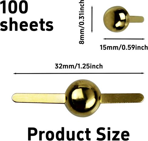 pson 100PCS 0.31 x 0.59Inch Black Iron Paper Fasteners, Round Head Metal Brad Clips for Scrapbooking, Art Crafts, School Office Binding, Handmade Project, Decorative Supplies in Kuwait