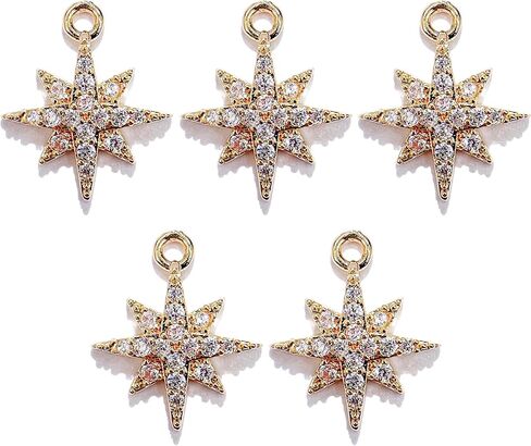 Crystal Zirconia Gold Plated Brass Charms for Jewelry Making Bracelet Necklace Earring Pendant Craft Supplies DIY Accessories in Kuwait