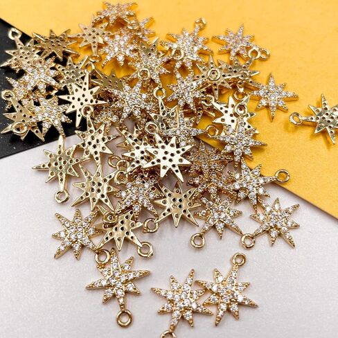 Crystal Zirconia Gold Plated Brass Charms for Jewelry Making Bracelet Necklace Earring Pendant Craft Supplies DIY Accessories in Kuwait