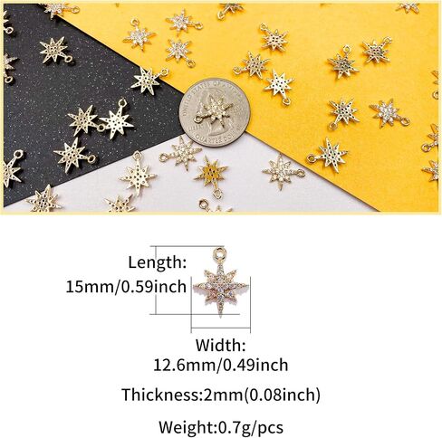 Crystal Zirconia Gold Plated Brass Charms for Jewelry Making Bracelet Necklace Earring Pendant Craft Supplies DIY Accessories in Kuwait