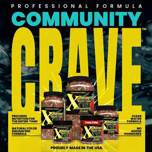 Xtreme Community Crave Flake - Krill & Spirulina Blend for Vibrant Colors, Immune Support and Digestive Health, Tropical & Freshwater Fish Nutrition – Premium Community Aquarium Food (3.5oz) in Kuwait