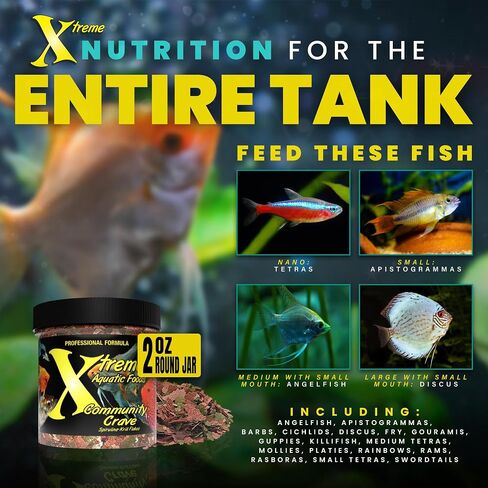 Xtreme Community Crave Flake - Krill & Spirulina Blend for Vibrant Colors, Immune Support and Digestive Health, Tropical & Freshwater Fish Nutrition – Premium Community Aquarium Food (3.5oz) in Kuwait