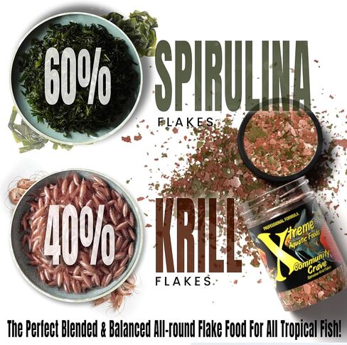 Xtreme Community Crave Flake - Krill & Spirulina Blend for Vibrant Colors, Immune Support and Digestive Health, Tropical & Freshwater Fish Nutrition – Premium Community Aquarium Food (3.5oz) in Kuwait