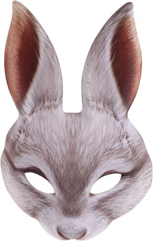 GANAZONO Bunny Mask Animal Half Face Rabbit Ear Mask for Easter Halloween Carnival Party Mardi Gras Masquerade White in Kuwait