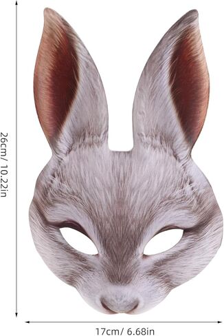 GANAZONO Bunny Mask Animal Half Face Rabbit Ear Mask for Easter Halloween Carnival Party Mardi Gras Masquerade White in Kuwait