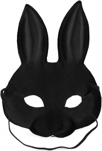 GANAZONO Bunny Mask Animal Half Face Rabbit Ear Mask for Easter Halloween Carnival Party Mardi Gras Masquerade White in Kuwait