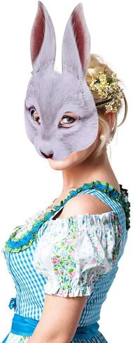 GANAZONO Bunny Mask Animal Half Face Rabbit Ear Mask for Easter Halloween Carnival Party Mardi Gras Masquerade White in Kuwait