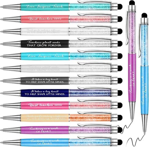 MAITYS 24 PCS تقدير المعلم الهدية بالجملة تحية أقلام أقلام بريق يتوهم 0.5 مم مع محفورة لمستلزمات مكتب مدرسي المعلمين in Kuwait
