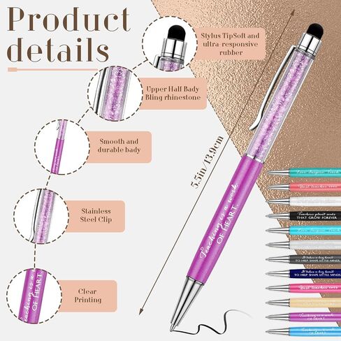 MAITYS 24 PCS تقدير المعلم الهدية بالجملة تحية أقلام أقلام بريق يتوهم 0.5 مم مع محفورة لمستلزمات مكتب مدرسي المعلمين in Kuwait