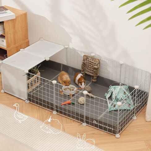 Guinea Pig Rabbit Cages with Lid & Liner 10ft CNC Small Animal Playpen Indoor Bunny Cage Large Critter Loft Habitat Hedgehog Pet Hutch 55x28x14inch in Saudi Arabia