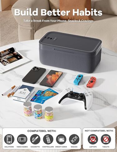 Small Lock Box for Medication Safe, Lockbox for Phone Jail, 2 Litre Medicine Lockable Storage Box with Code for First Aid Kits, Locked Food/Snackle Box Container for Home/Fridge/Office - 9 x 5 x 3.6" in Kuwait