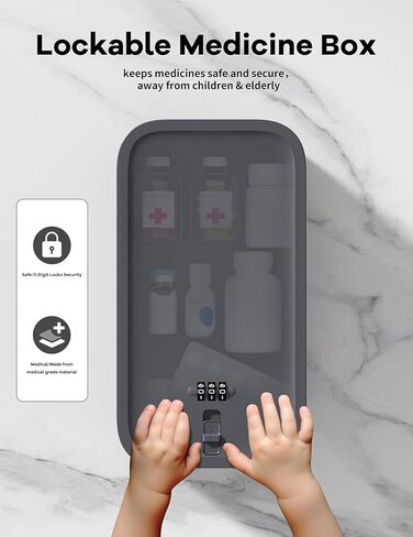 Small Lock Box for Medication Safe, Lockbox for Phone Jail, 2 Litre Medicine Lockable Storage Box with Code for First Aid Kits, Locked Food/Snackle Box Container for Home/Fridge/Office - 9 x 5 x 3.6" in Kuwait