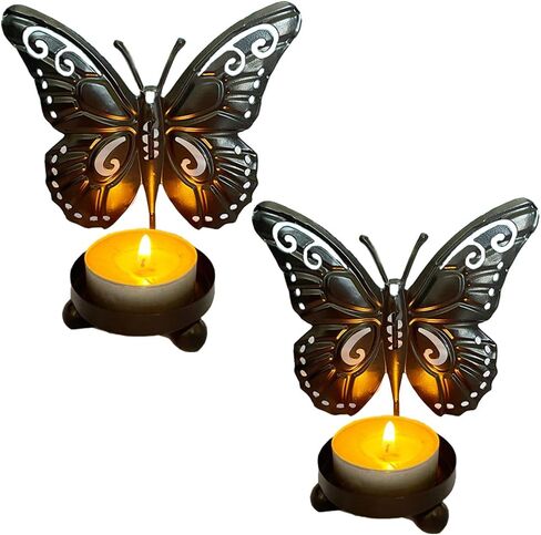 Butterfly Candle Holder, Tea Light Candle Holder, Black Metal Candle Holder for Home Decor in Kuwait