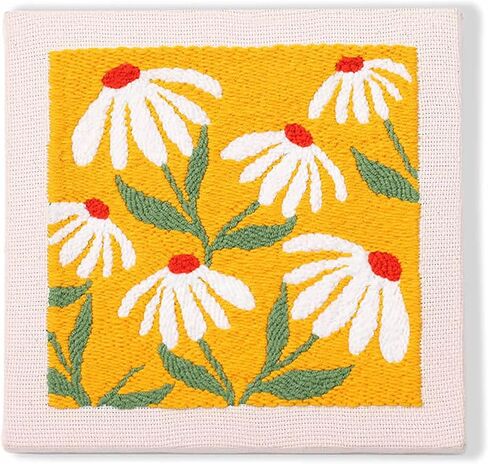 LB Orange Floral Punch Needle Kit Frame, Punch Needle Kits Adults Beginner Hand Embroidery Starter Kit with Flower Pattern and Instructions Punch Needle Embroidery Kit Include Embroidery Hoop Threads in Saudi Arabia