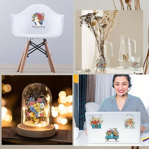 Vintage Mental Health UV DTF Cup Wraps - 20 Sheet Vintage Flower UV DTF Transfer Stickers, Retro UVDTF Cup Wraps for Glass, Waterproof Transfer Sticker in Saudi Arabia