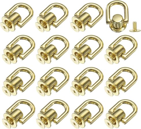uxcell Metal Ball Studs Rivets D Ring, 16 Pcs Ball Post Head Buttons Studs Rivets with Screw for Purse Chain Connector DIY Art Leather Crafts (Dark Gold) in Kuwait