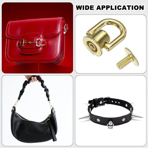 uxcell Metal Ball Studs Rivets D Ring, 16 Pcs Ball Post Head Buttons Studs Rivets with Screw for Purse Chain Connector DIY Art Leather Crafts (Dark Gold) in Kuwait