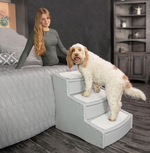 Pet Gear Easy Step III Extra Wide Pet Stairs, 3 Step for Dogs/Cats up to 200 pounds, Removable/Washable Carpet, Easy Assembly (No Tools Required) Fog in Saudi Arabia