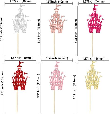 Gyufise 24Pcs Castle Cupcake Topper Princess Cupcake Toppers Birthday Party Decorations Queen Castle Cupcake Picks for Princess Birthday Baby Shower Party Cake Decorations Supplies Gold in Saudi Arabia