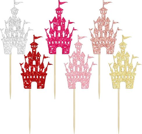 Gyufise 24Pcs Castle Cupcake Topper Princess Cupcake Toppers Birthday Party Decorations Queen Castle Cupcake Picks for Princess Birthday Baby Shower Party Cake Decorations Supplies Gold in Saudi Arabia