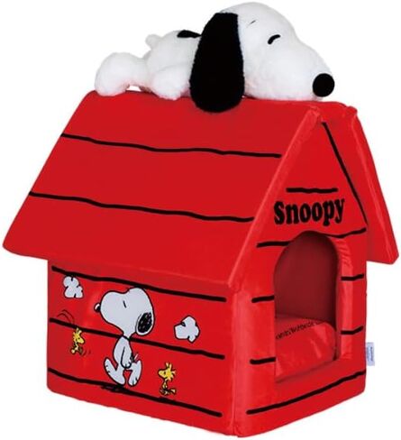 Kashima® x Peanuts Snoopy Pet House – Red Covered Cat & Dog Bed with Removable Cushion, Cozy Cave for Small Pets, Includes Snoopy Plush Toy in Saudi Arabia