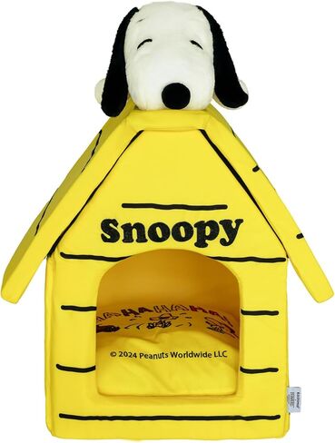 Kashima® x Peanuts Snoopy Pet House – Red Covered Cat & Dog Bed with Removable Cushion, Cozy Cave for Small Pets, Includes Snoopy Plush Toy in Saudi Arabia