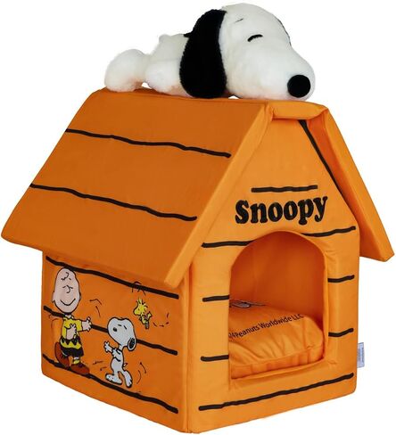 Kashima® x Peanuts Snoopy Pet House – Red Covered Cat & Dog Bed with Removable Cushion, Cozy Cave for Small Pets, Includes Snoopy Plush Toy in Saudi Arabia