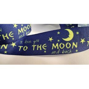 Grosgrain Ribbon - I Love You to The Moon and Back Print - 7/8 Inch Wide - 10 Yards - Hair Bows & Crafts!