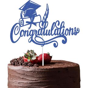 مبروك التخرج كعكة توببر تهانينا خريج 2025 فئة ديكور كعكة التخرج السعيد لعام 2025 زخارف حفل التخرج الجامعي (الأزرق) in Kuwait