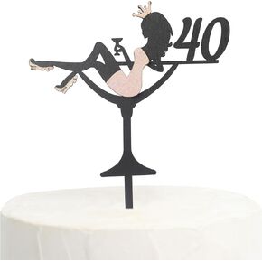 مرحبًا 40 كعكة عيد ميلاد توببر ， 40 عيد ميلاد حلي كعكة خشبية الحلي ， هتافات إلى 40 سنة الكعكة أعلى