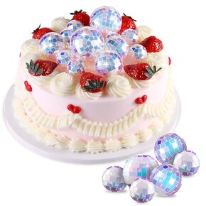 9 PCS Disco Cake Topper 3 أحجام 70s موزعات حفلة الرقص ، والتقاطات كعكة عيد ميلاد سعيد تختار كرات الديسكو الصغيرة إكسسوارات الحلوى لعدة الثمانينات من القرن