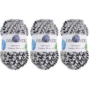 غزل ريشة DDL و Hexi ، قوس قزح متعدد الألوان 3 من 100 جرام (3.53oz * 3 = 10.5 أوقية) -polyester- (96 * 3 = 290 ياردة) (Multi)