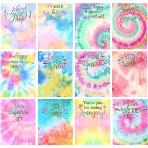 Sticky Notes 3 x 4 Inch Cute Sticky Notes Post Notes Motivational Stick Pads Appreciation Self Sticky Notes for Office School, 30 Sheets Each (Tie-dye Style, 12 Pcs)