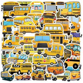 ملصقات الحافلات المدرسية ، 55 ٪ في المدارس الصفراء الحافلة فينيل شارات لزجاجة المياه ، Wljiao Kids المراهقين أولاد Stucents Cuit Cars مكافآت ملصقات هدايا لأجهزة الكمبيوتر المحمولة الزخرفية