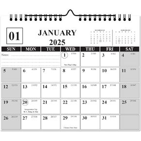 2025 Wall Calendar, Wall Calendar, 2025 Calendar, Wall Calendars, from January to December, Size 14.5" x 11.5", Spiral Binding, Holidays, Julian Dates, Large Blocks, Twin-Wire Binding, Hanging Hook