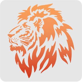 FINGERINSPIRE Lion Head Drawing Stencils - 11.8x11.8 inch Plastic Animal Head Stencils for Painting on Wood, Floor, Wall and Fabric