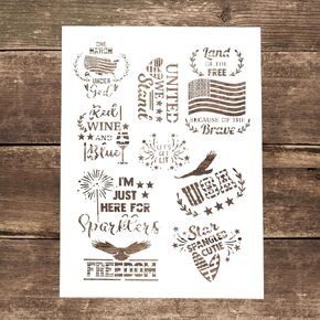 DIY Decorative The Forth of July Stencil Template for Painting on Canvas Wood Furniture Craft Paper (A4 Size)