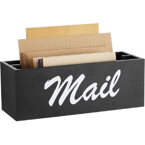 Magnetic Mail Organizer for Fridge File Holder with 2 Slots Magnetic Mail Box for Wall Desk Countertop Basket Letter Holder for Home(Black)