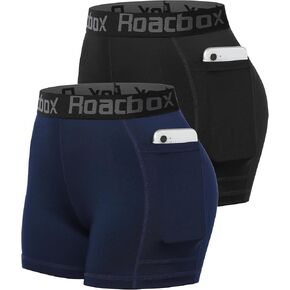 Roadbox 3" Spandex Shorts Women with Pocket/Non-Pocket, 1/2/3 Pack Volleyball Shorts, Compression Shorts for Running Workout
