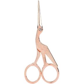 Stork Scissors Embroidery Rose Gold Crane Design Bird Stork Shears Vintage Transmaking مقص خياطة القصاصات للتطريز/الصياغة/الإبرة العمل والفن 11.5 * 4.8 سم/4.5 * 1.9inc
