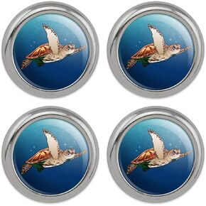Sea Turtle Swimming in Ocean Metal Craft Sewing Novelty Buttons - Set of 4