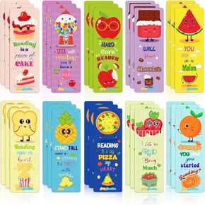 Scratch and Sniff Large Sized Scented Smelly Bookmarks - Fruit and Food Book Markers, Student Incentive Prizes, Middle School, Substitute Teacher Must Haves, 10 Styles (30 Bookmarks)