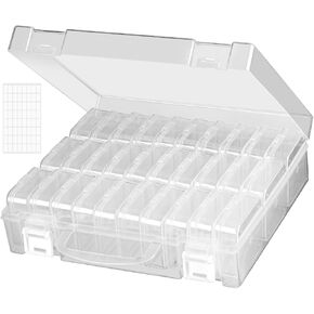 Bead Organizer Box, Diamond Painting Art Storage Box, Diamond Painting Art Accessories Bead Storage Containers 30 Slots Clear Embroidery Bead Storage Organizer Container with Lids for Beads (2 Pack)