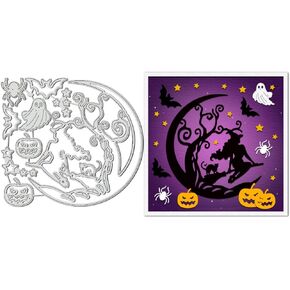 BENECREAT Halloween Bat Metal Cutting Dies, Witches Cat Star Ghosts Carbon Steel Die Cuts Embossing Stencils for DIY Scrapbooking Photo Album Card Art Craft Decoration