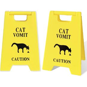 Mini Cat Vomit Scurn Sign 2 Pack Cute Funny Cat Desced Decor