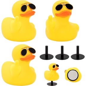 Wonuu 3pcs Rubber Duck Car Diamond Midger Duck Dream Dashboard Decorations Quirky Car Accessories