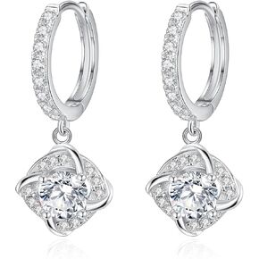 Moissanite Dangle Drop Earring for Women, 925 Sterling Silver Hook Earring, 4CT D Color VVS1 Lab Grown Pear Cut Teardrop Diamond